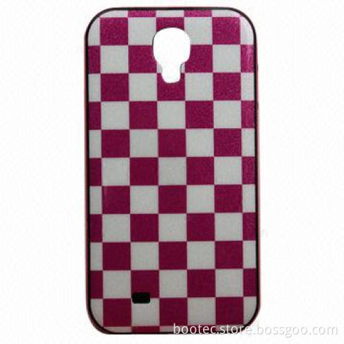 Hot sale shinning checkered TPU case with ABS frame, for Samsung S4/9500, with IMD/IML technology